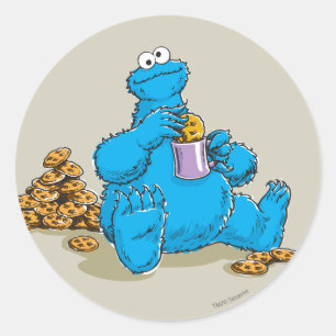 Adesivo Cookie Monster Vintage Comendo Cookies