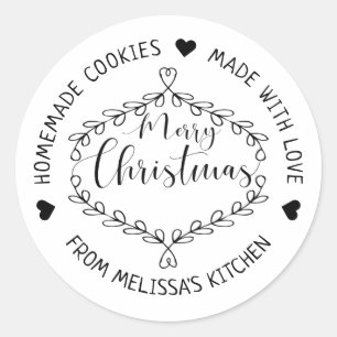 Adesivo Cookies caseiros feitos com amor Feliz Natal