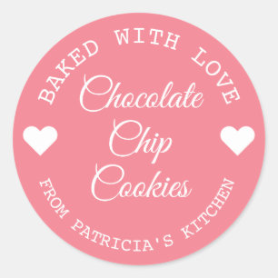 Adesivo Cookies De Choco Feitos Com Amor, Rosa E Branco