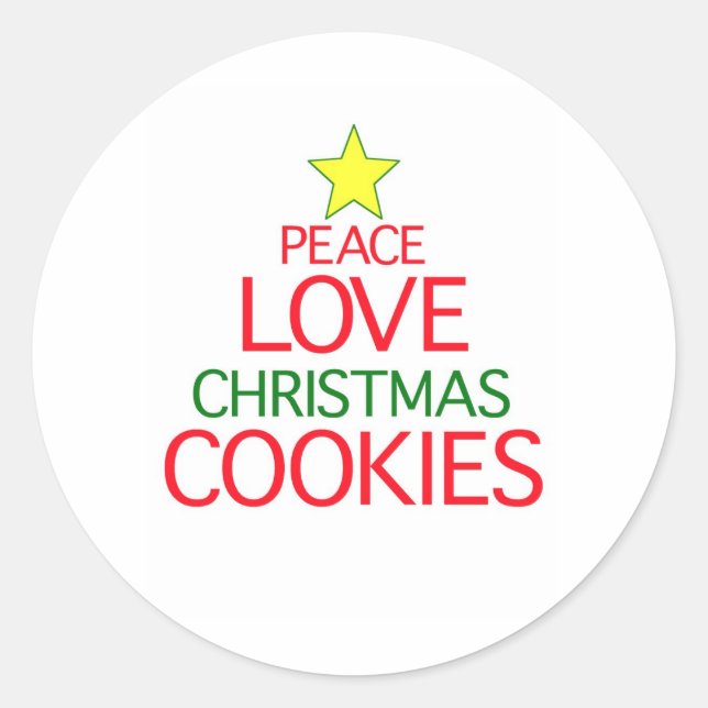 Adesivo Cookies de Natal Peace Love (Frente)