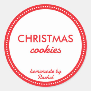 Adesivo Cookies de Natal Simples e Vermelho Homemado