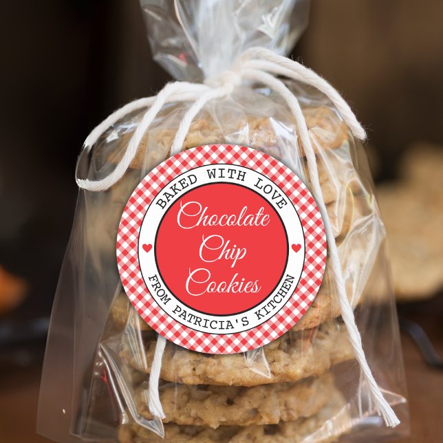 Adesivo Cookies Rustic Red Gingham Choco Feitos Com Amor (Criador carregado)
