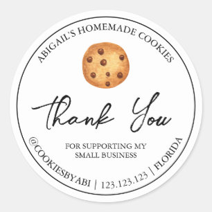 Adesivo Cookies simples feitos em casa Obrigado Rótulo