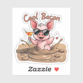 Adesivo "Cool Bacon"Piglet in Sunglasses Cut Vinyl Sticker
