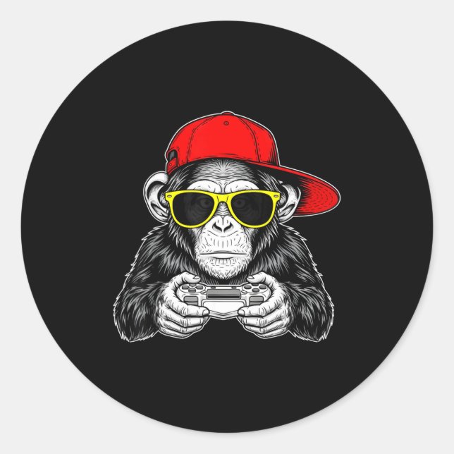 Adesivo Cool Gamer Monkey With Controller Funny Gaming Vid (Frente)