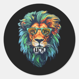 Adesivo Cool King – Leão Colorido com Design de Óculos de