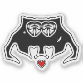 Adesivo Cool Monster with Scar and Heart Cartoon Creature