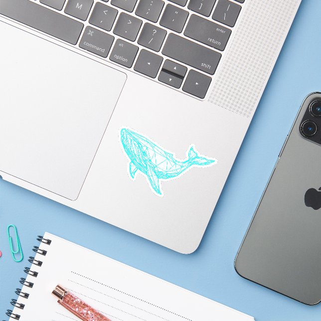 Adesivo Cool Neon Whale Cyberpunk Sticker (Notebook com iPhone)