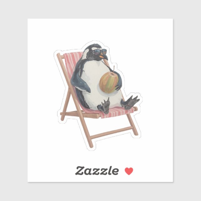 Adesivo Cool Penguin Sticker | Cute Summer Scrapbook Decal (Folha)