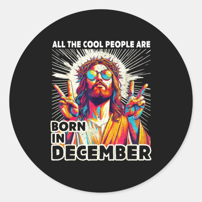 Adesivo Cool People Are Born In December Christian Christm (Frente)
