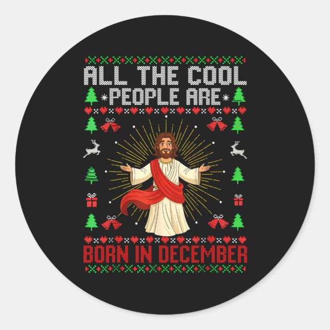 Adesivo Cool People Are Born In December Christian Christm (Frente)