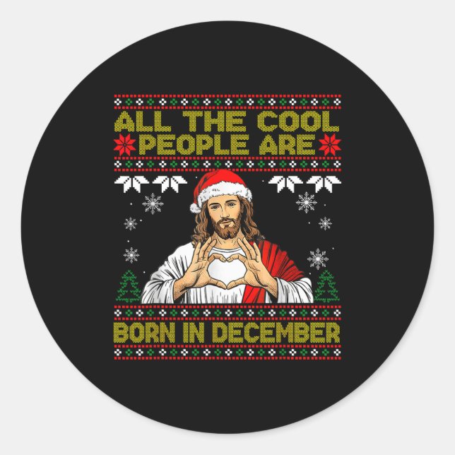 Adesivo Cool People Are Born In December Christian Christm (Frente)