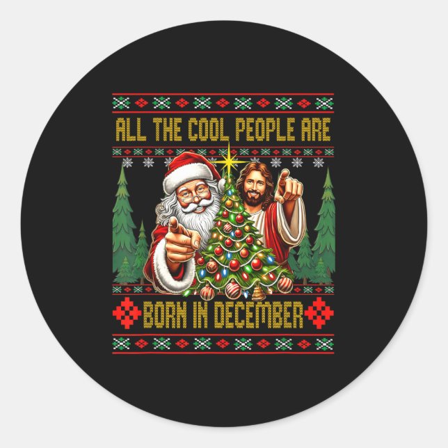 Adesivo Cool People Are Born In December Christian Christm (Frente)