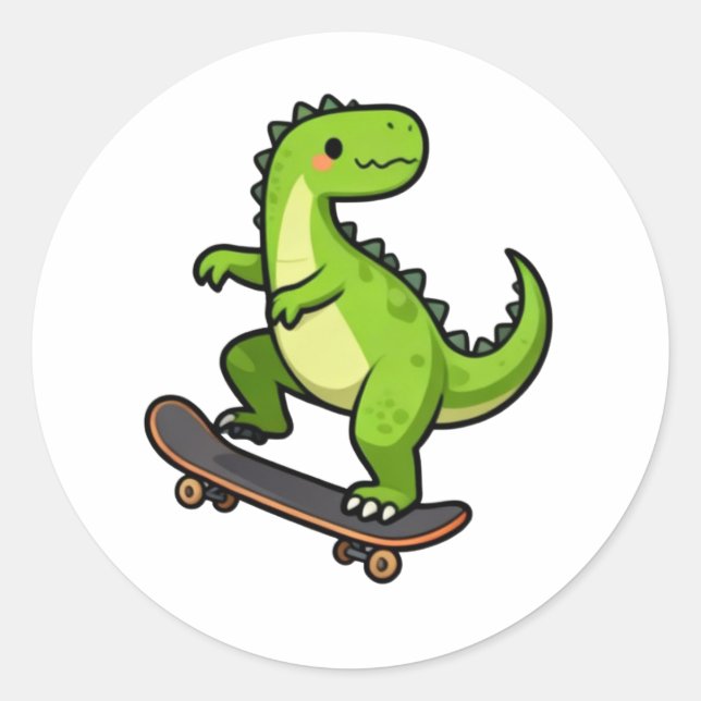 Adesivo Cool Skateboarding Dinosaur Kids T-Shirt Design (Frente)