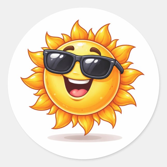 Adesivo Cool Sun Cartoon Wearing Sunglasses Sticker (Frente)