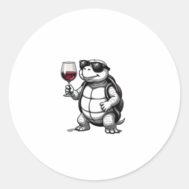 Adesivo cool turtle drinking red wine art print_1 (2) (Frente)