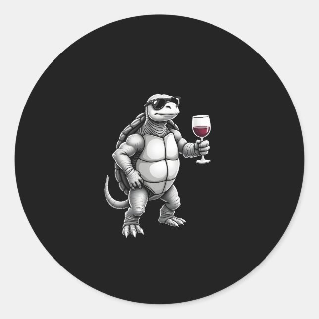 Adesivo cool turtle drinking red wine art print_1 (3) (Frente)
