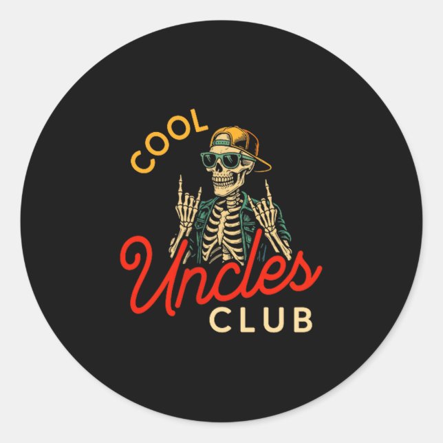 Adesivo Cool Uncles Club Shirt Funny Skeleton Retro Uncle  (Frente)