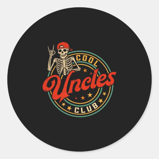 Adesivo Cool Uncles Club Shirt Retro Funny Skeleton New Un (Frente)