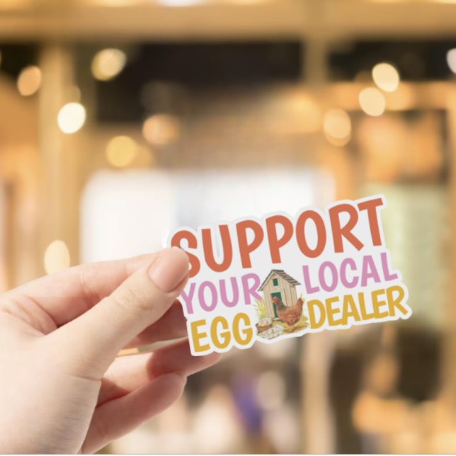 Adesivo Coop de frango local para venda de ovos com suport (Modern support your local egg dealer sticker)