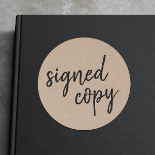 Adesivo Cópia Assinada Autor Rustic Kraft Book Signing