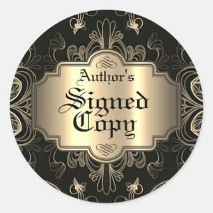 Adesivo Cópia Assinada Preta E Abstrato Dourado Floral