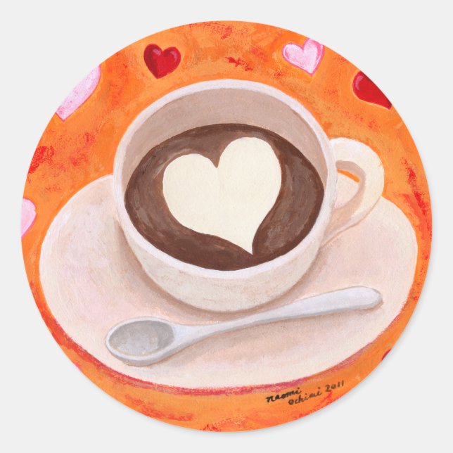 Adesivo Copo de café com corações (Frente)