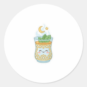 Adesivo Copo de Chá de Hortelã Marroquina Kawaii.
