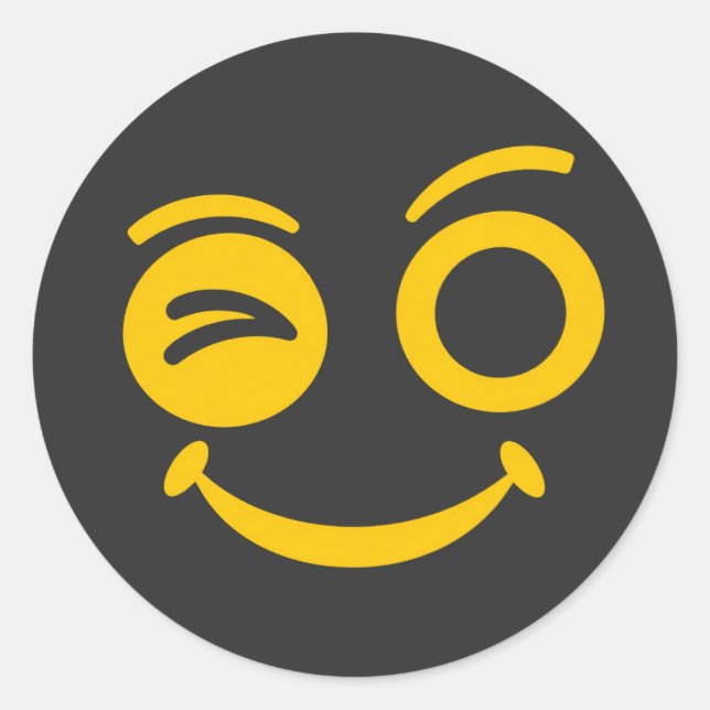 Adesivo Copo de Choque Cara Sorridente Piscando Preto Redo (Frente)