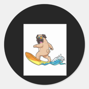 Adesivo Copos de Vestida de Pug Surfing Surf Pug