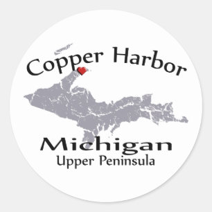 Adesivo Copper Harbor Michigan Heart Map Sticker