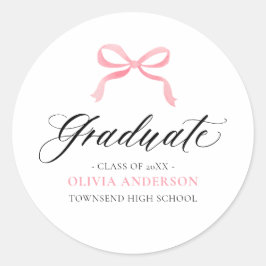 Adesivo Coquete Moderna com Laço Rosa Graduada Graduação