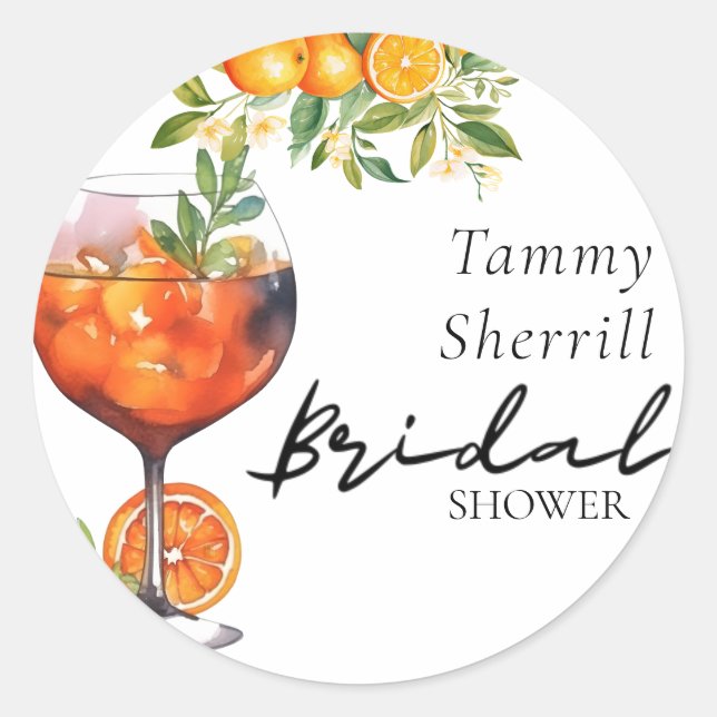 Adesivo Coquetel Bridal Shower Aperol Spritz Laranja (Frente)