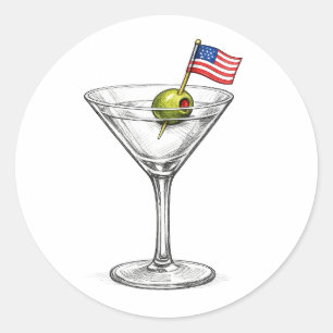 Adesivo Coquetel Martini com Bandeira Americana