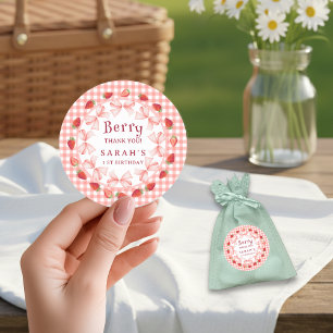 Adesivo Coquette Berry Primeiro Aniversário Xadrez Vermelh
