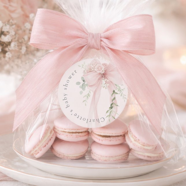 Adesivo Coquette Bow Greenery Baby in bloom baby Shower (Criador carregado)