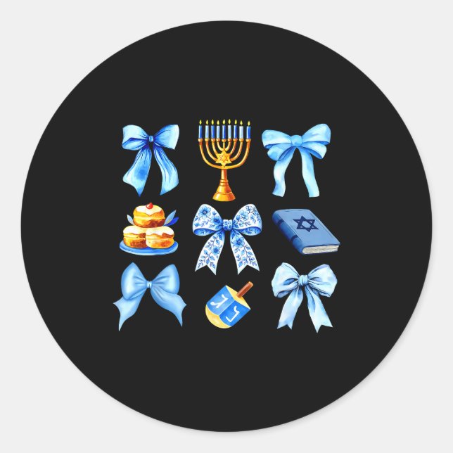 Adesivo Coquette Bow Jewish Holiday Chanukah Hanukkah Meno (Frente)