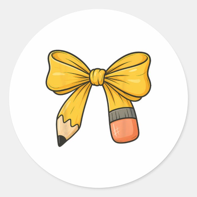 Adesivo Coquette Bow Pencil Back To School First Day Teach (Frente)