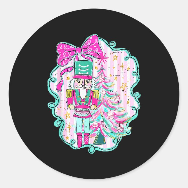 Adesivo Coquette Bow Pink Nutcracker Christmas Holiday Mer (Frente)