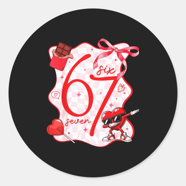 Adesivo Coquette Bow Six Seven 67 Meme Dabbing Heart Valen (Frente)