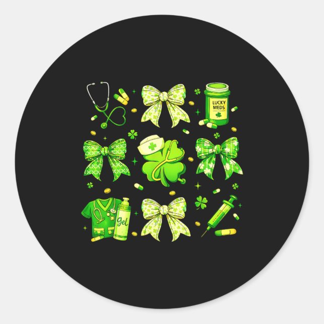 Adesivo Coquette Bow Tie Nurse Funny For Girl Women St Pat (Frente)