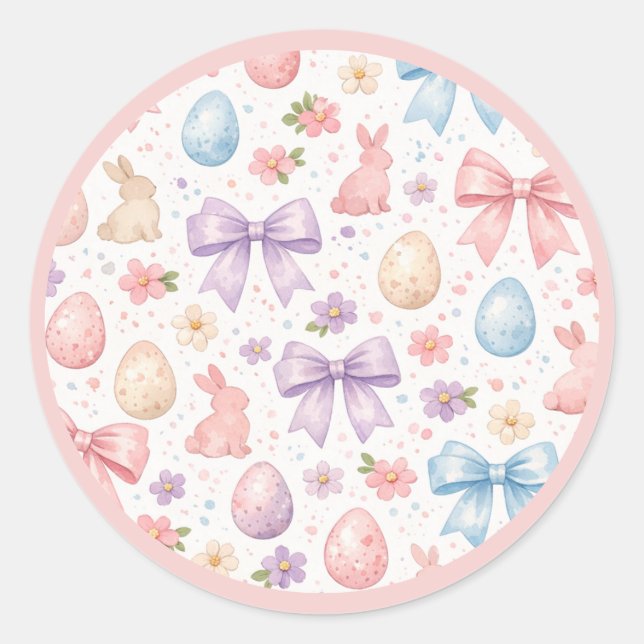 Adesivo Coquette Bunny & Pink Bows Easter Sticker Sheet (Frente)