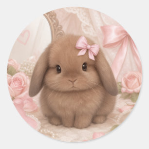 Adesivo coquette coelho laço rosa