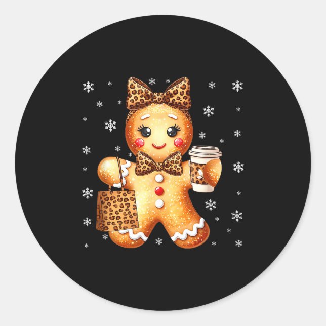 Adesivo Coquette Cute Gingerbread Leopard Bow Christmas Gi (Frente)