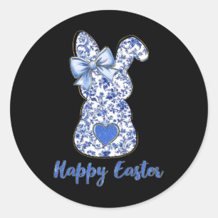 Adesivo Coquette Feliz Páscoa Azul Floral Chinoiserie Coel