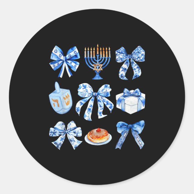 Adesivo Coquette Hanukkah Bow Jewish Bow Menorah Bow Women (Frente)