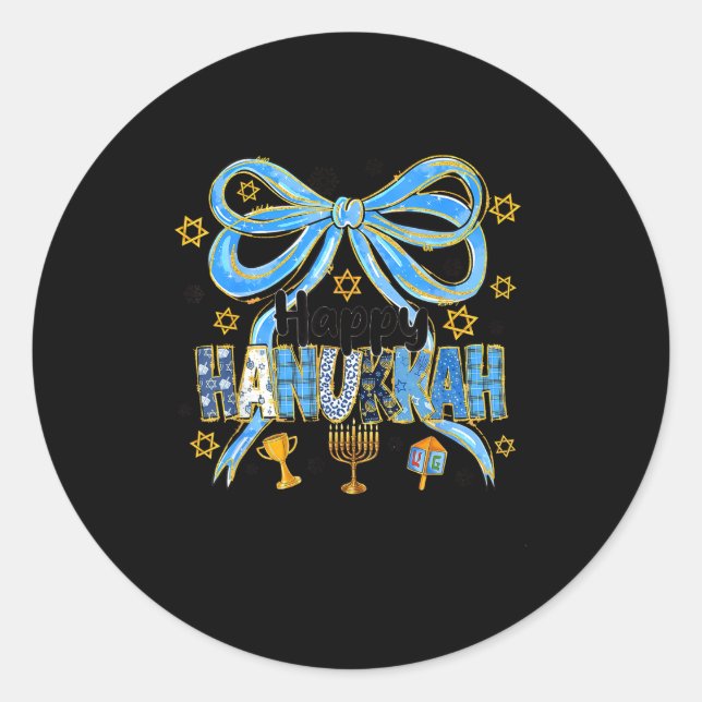 Adesivo Coquette Hanukkah Bow Jewish Bow Menorah Bow Women (Frente)