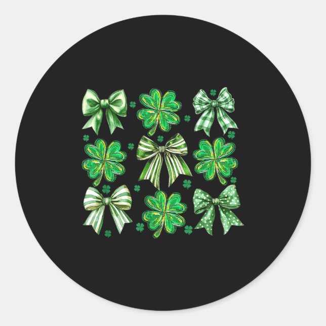 Adesivo Coquette Patrick's Day Bow,shamrock Lucky Bow Funn (Frente)