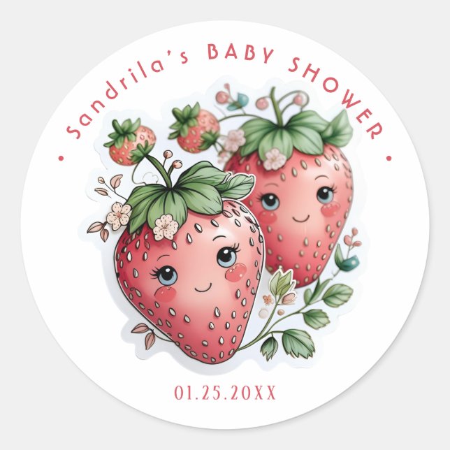 Adesivo Coquette Strawberry Baby Shower  (Frente)