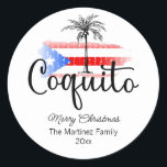 Adesivo Coquito Merry Christmas Flag Palm Tree Sticker<br><div class="desc">Um adesivo de Natal Merry Coquito com uma bandeira de Porto Rico e um design de palmeira de Porto Rico. É um adesivo festivo que você pode usar para decorações de festas de coquito ou para presentes de férias.</div>